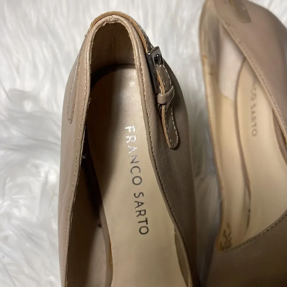 Tan Franco Sarto Leather platform heels